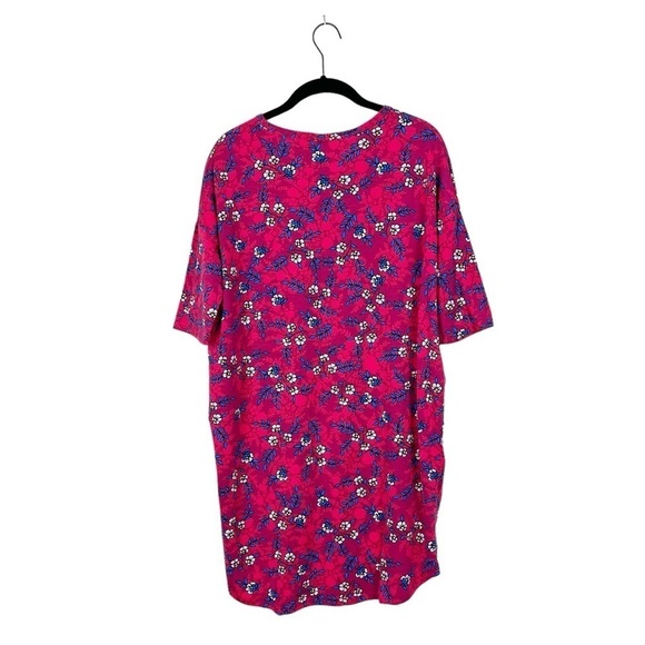 LuLaRoe Red Floral Colorful Irma Short Sleeve Hi-Lo Tunic Top Size XXS - Picture 3 of 8